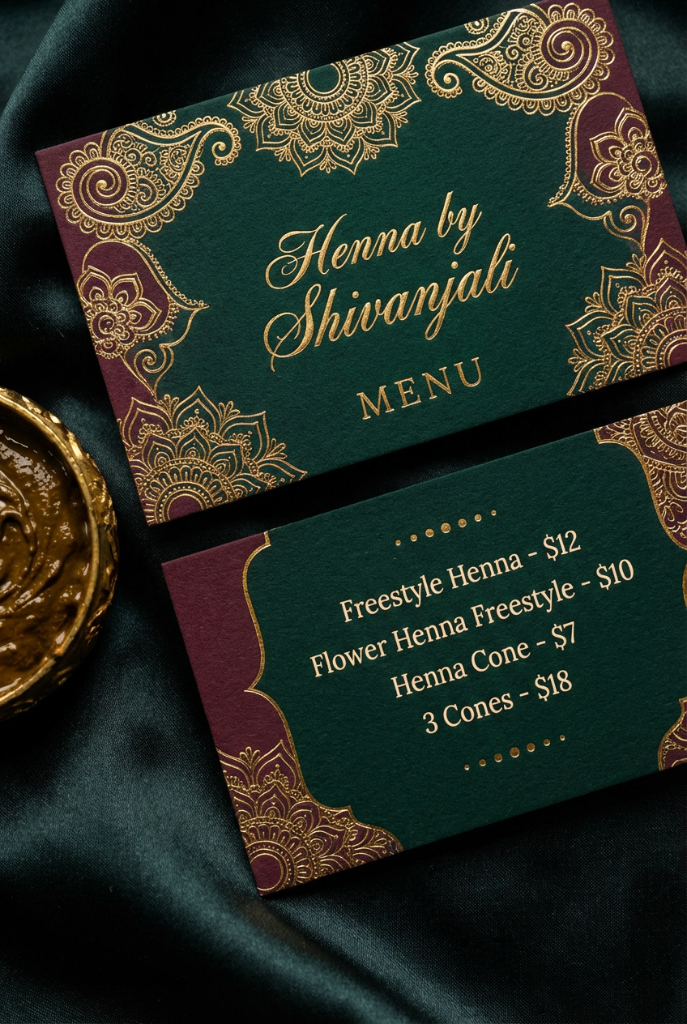 Henna Menu